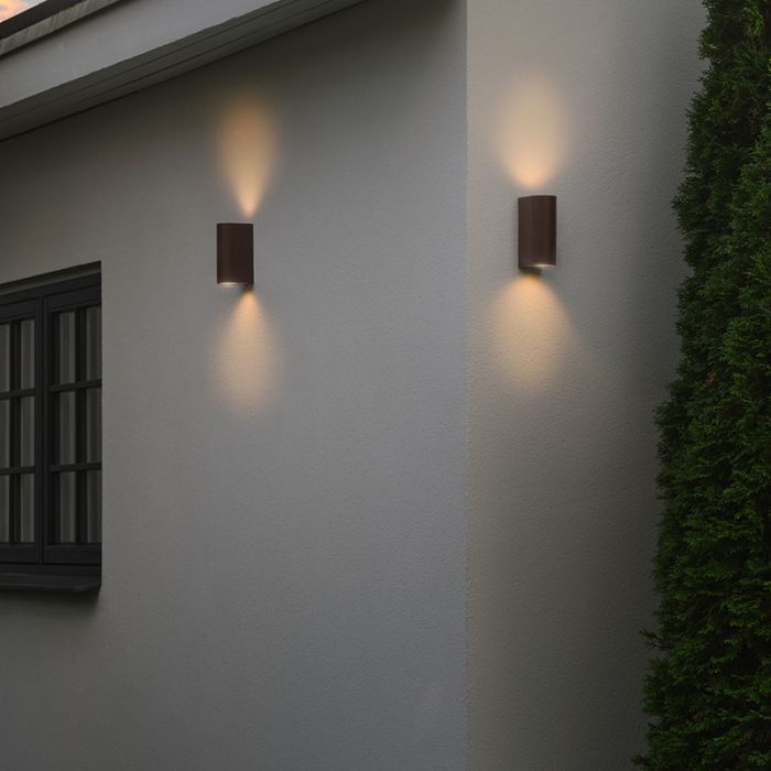 Rostfärgad up down vägglampa modern, Dion, IP44