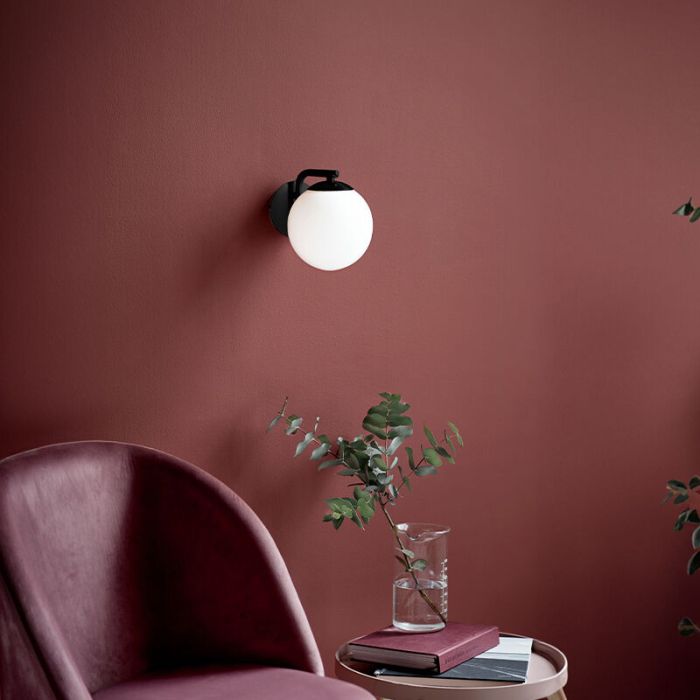 Svart vägglampa design, Grant, med brytare