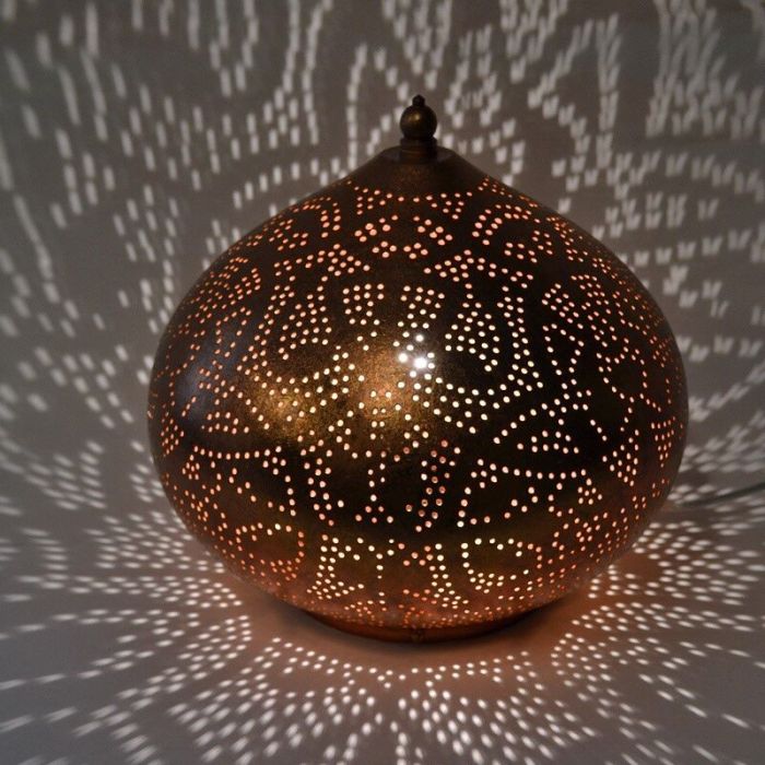 Koppar orientalisk bordslampa filigran, Nour