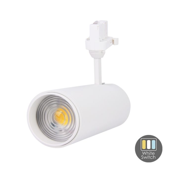 Vit 3-fas skena spotlight Rosella, 10W, vit switch, Pro
