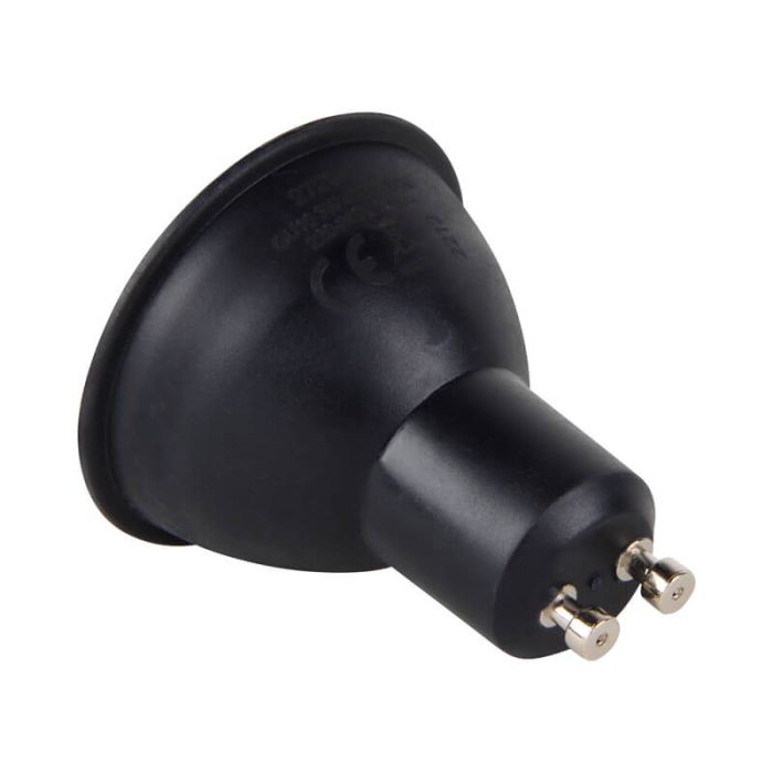 Dimbar GU10 LED lampa Antonie, svart, 7W, 2700K
