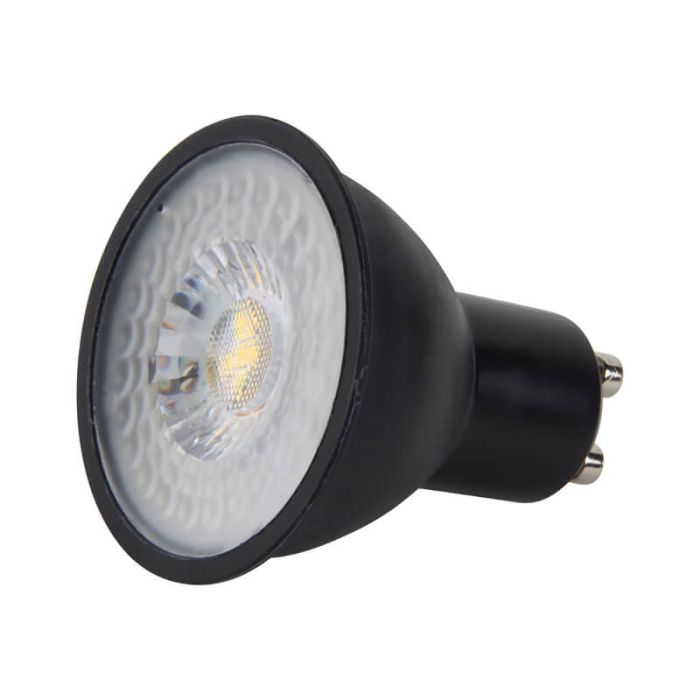 Dimbar GU10 LED lampa Antonie, svart, 7W, 2700K