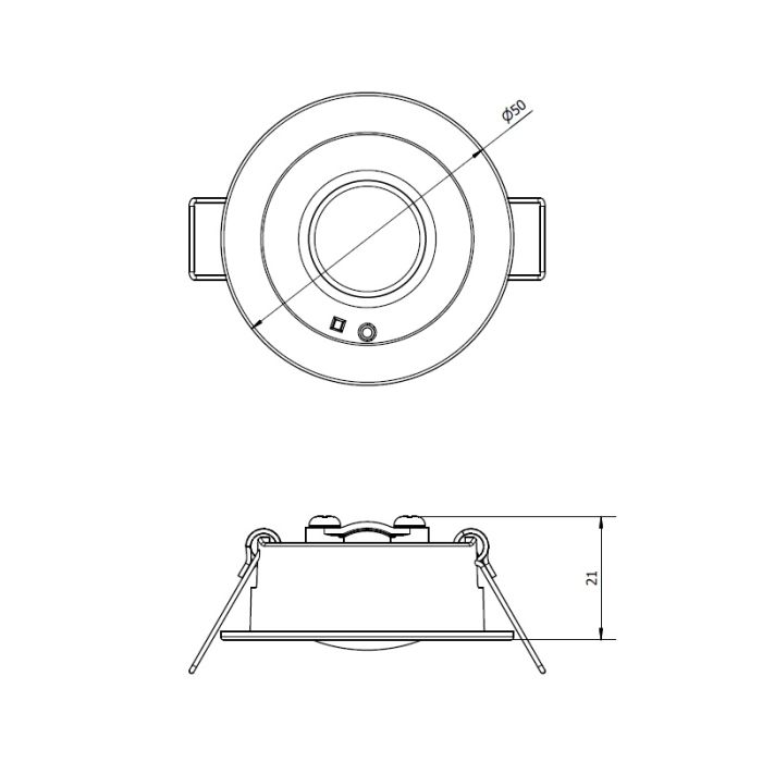 Vit nödbelysning infälld spotlight, 1,2W, 6000K LED, 360° lins