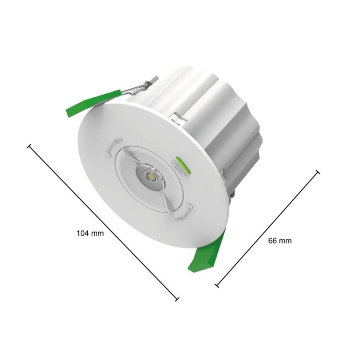 Vit infälld/ytmonterad nödbelysning, 1,8W, 6000K LED