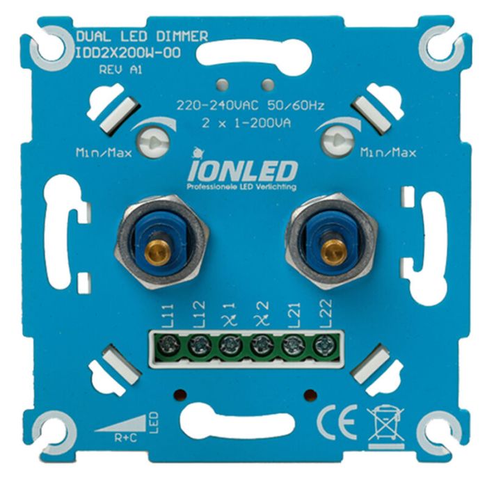 Dubbel LED-dimmer - 2x0,3-200W