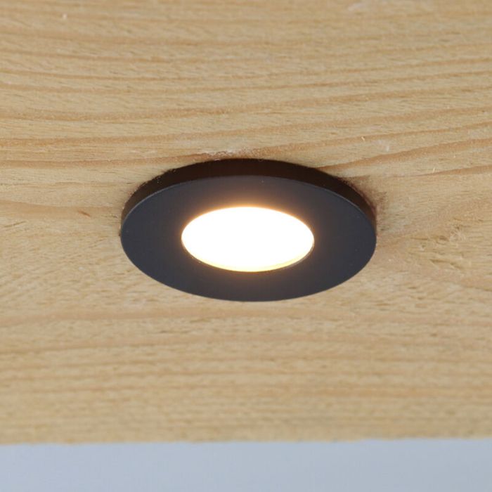 2 svart infälld spotlights uterum Dico, IP65, med anslutningsset och fjärrkontroll
