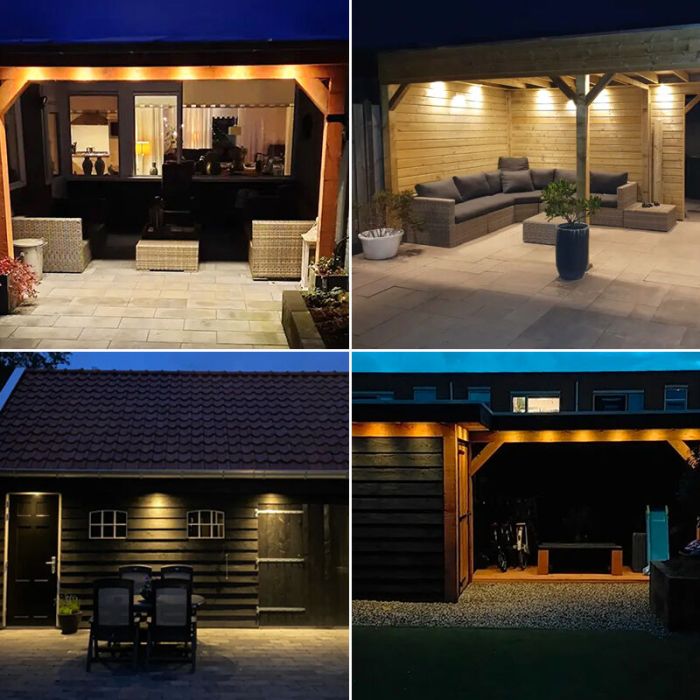 11 vinklingsbar infälld spotlights uterum Rona, IP44, med anslutningsset och fjärrkontroll, vit