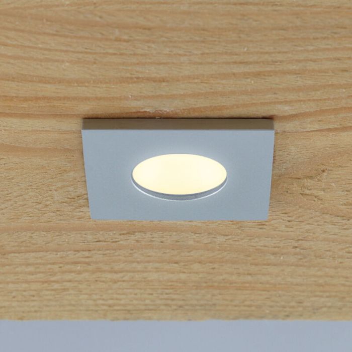 2 fyrkantig krom infälld spotlights uterum Dico, IP65, med anslutningsset och fjärrkontroll
