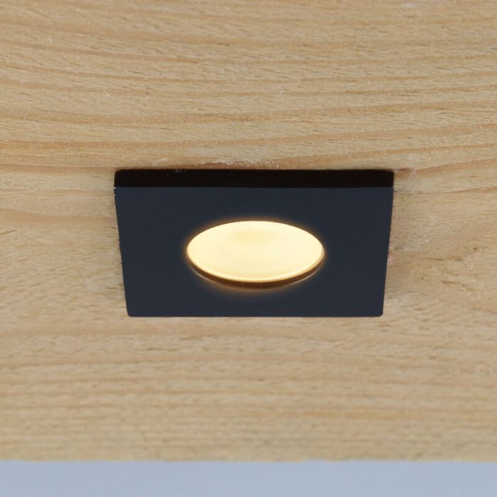2 fyrkantig svart infälld spotlights uterum Dico, IP65, med anslutningsset och fjärrkontroll
