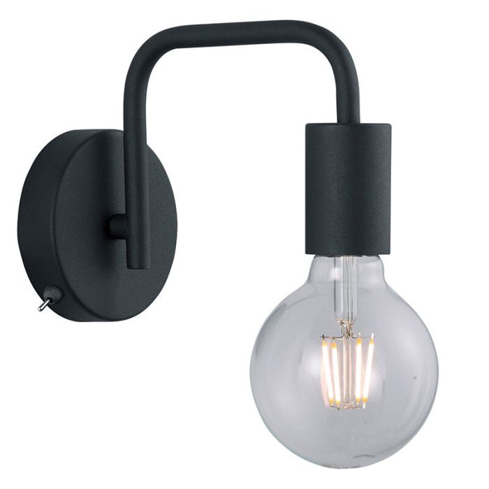 Svart vägglampa modern, Ritual, med brytare