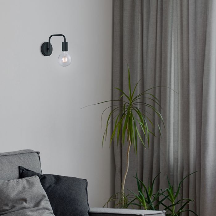 Svart vägglampa modern, Ritual, med brytare