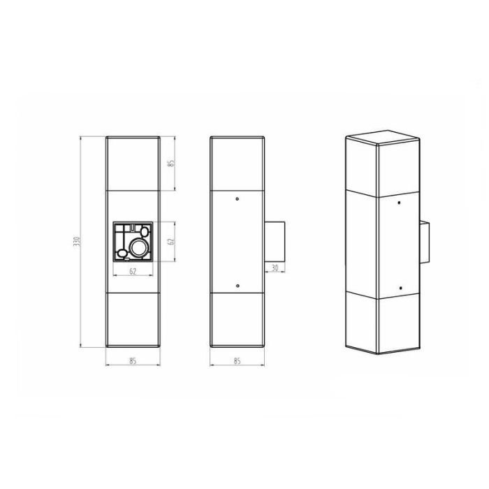 Antracit up down vägglampa aluminium, Sodbury, IP44