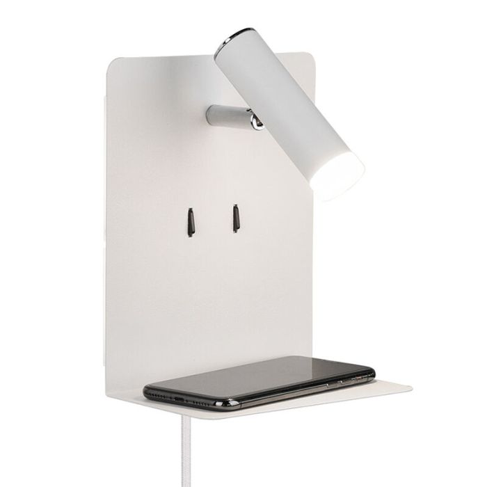 Vit vägglampa design, Ricciolo, 3W, 3000K LED, med brytare