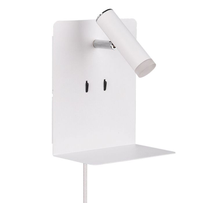 Vit vägglampa design, Ricciolo, 3W, 3000K LED, med brytare