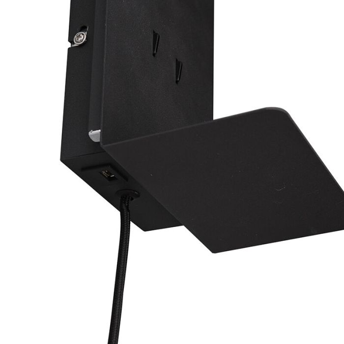 Svart vägglampa design, Ricciolo, 3W, 3000K LED, med brytare