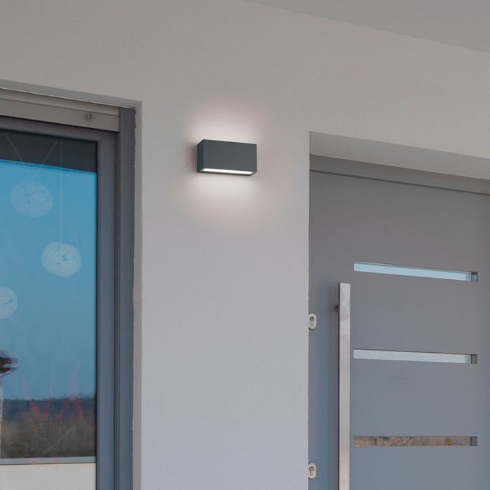 Antracit utelampa modern, Seby, 10W, 3000K LED, IP65