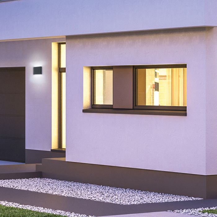 Antracit utelampa modern, Bridlington, 2,5W, 3000K LED, IP54