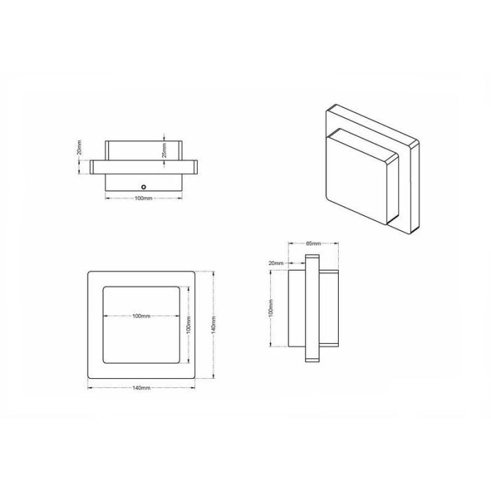 Antracit utelampa aluminium, Bletchley, 3,5W, 3000K LED, IP54
