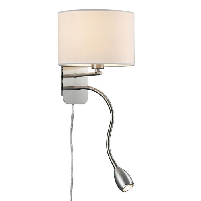 Nickel vägglampa metall, Ledbury, med brytare