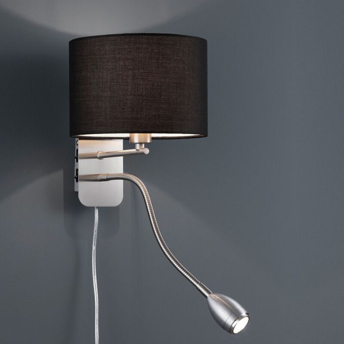 Nickel vägglampa metall, Ledbury, med brytare