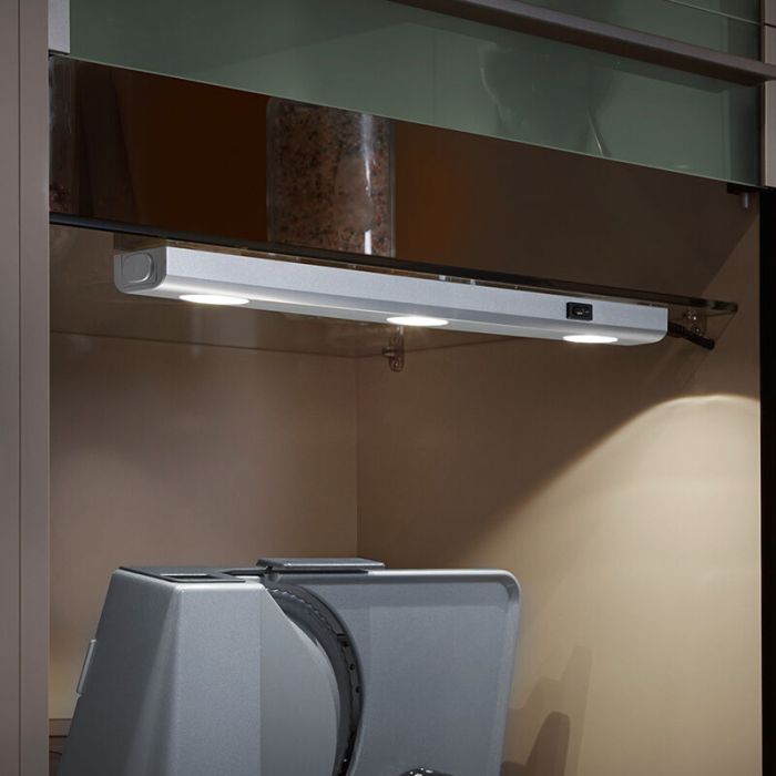Silver köksskåp belysning plast, Sarila, 1W, 3000K LED, med brytare
