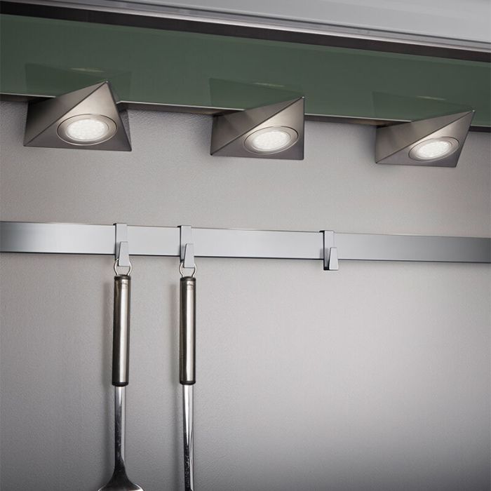 Nickel köksskåp belysning metall, Zerdali, 3W, 3000K LED, med brytare