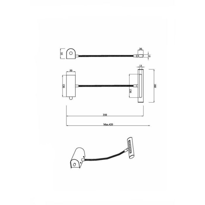 Nickel tavelbelysning modern, Eliza, 4W, 3000K LED