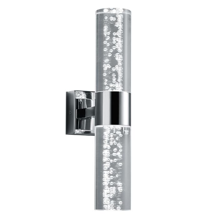 Krom up down vägglampa design, Delfina, 3,2W, 3000K LED, IP44
