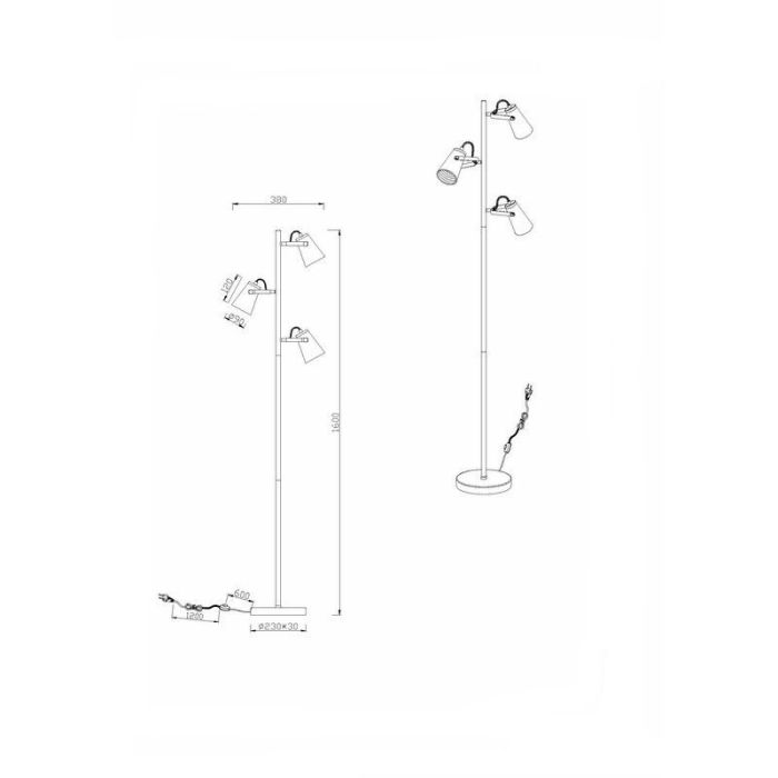 Svart golvlampa modern, Skals, med brytare