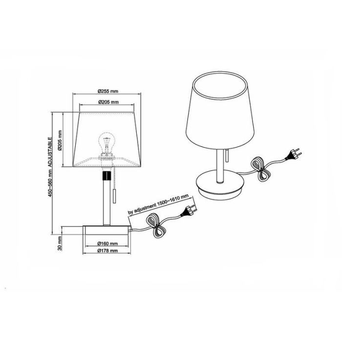 Mässing bordslampa modern, Niva, med dra i strömbrytaren