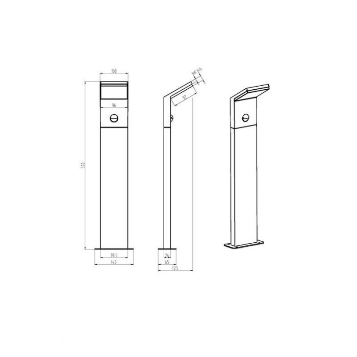Antracit golvlampa utomhus med rörelsesensor modern, Solana, 9W, 3000K LED, IP54