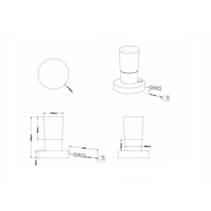 Krom bordslampa klassisk, Merle, 4,3W, 3000K LED, med brytare