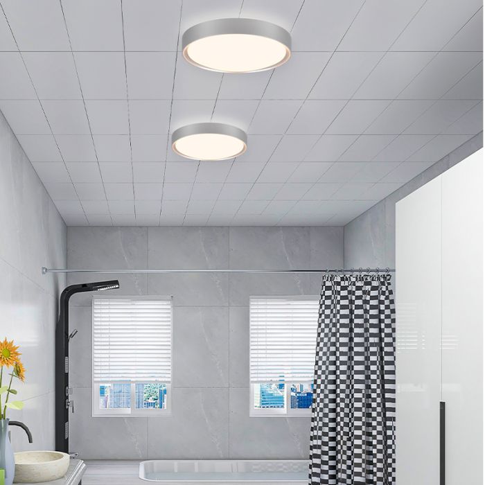 Silver taklampa badrum plast, Evelina, 18W, 3000K LED, IP44