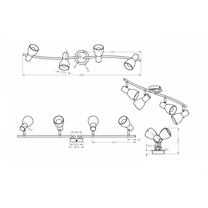 Nickel spotlight tak modern, Gustav