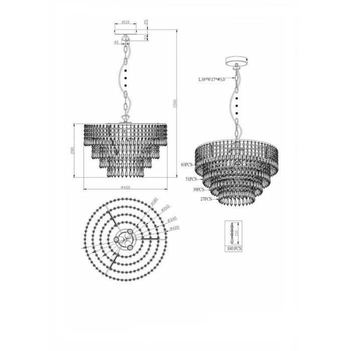 Krom fönsterlampa design, Allison