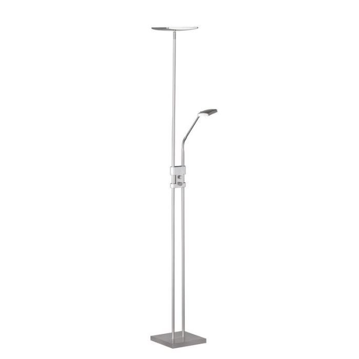Nickel golvlampa modern, Simon, 15W, 3000K LED, med brytare
