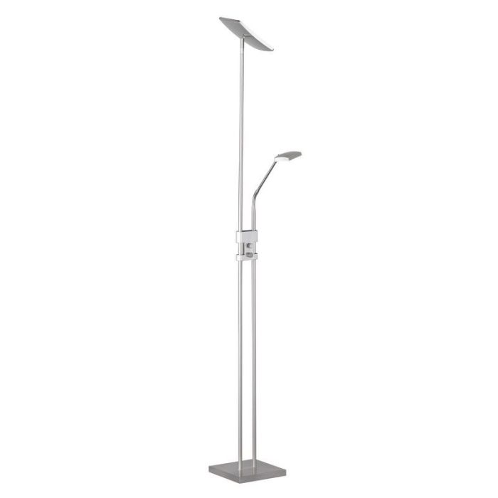Nickel golvlampa modern, Simon, 15W, 3000K LED, med brytare