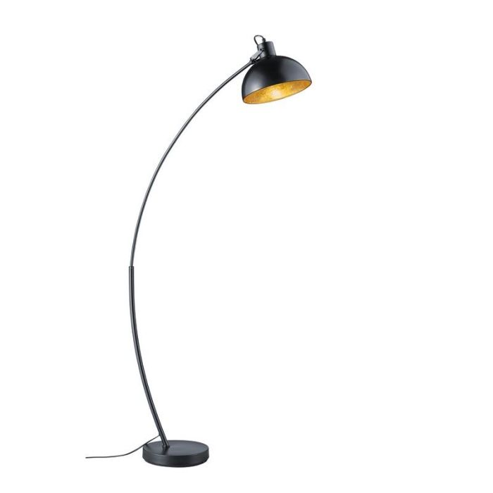 Svart golvlampa modern, Fiore, med brytare