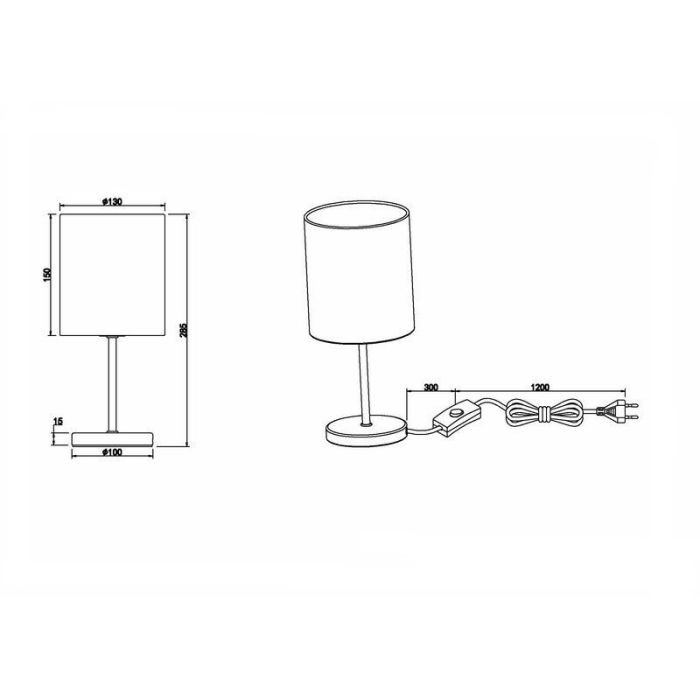 Krom bordslampa modern, Zoe, med brytare