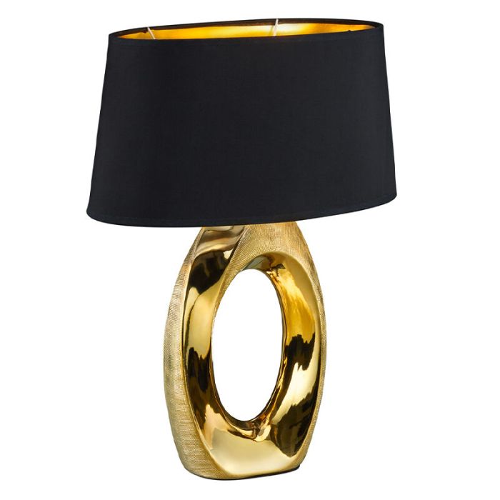 Keramik bordslampa guld, Moldrup, med brytare