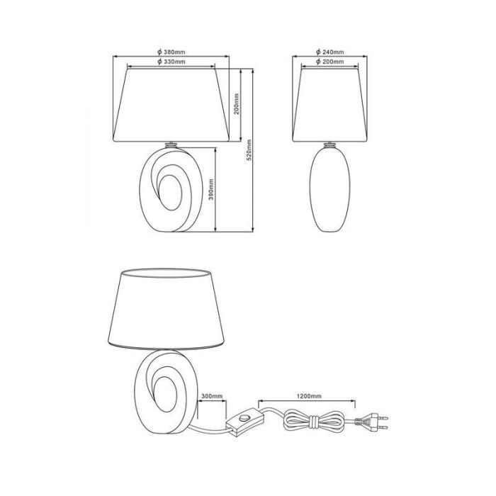 Keramik bordslampa silver, Moldrup, med brytare