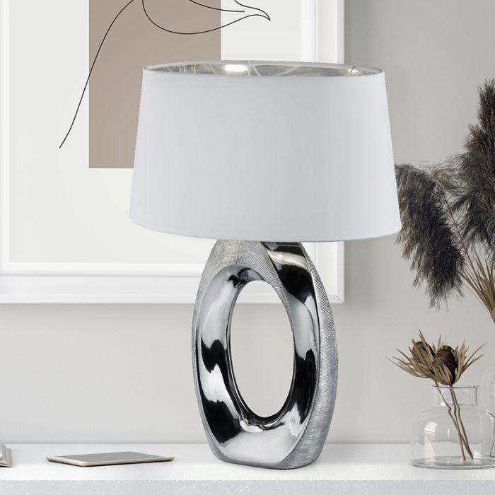 Keramik bordslampa silver, Moldrup, med brytare