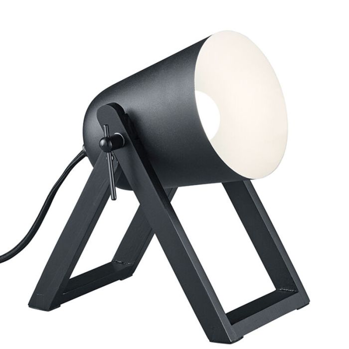 Trä bordslampa svart, Sacha, med brytare