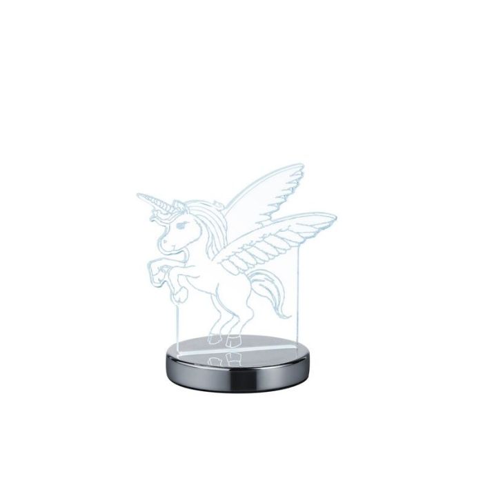 Krom bordslampa barn design, Berivan, 7W, varm till kall vit justerbar LED, med brytare