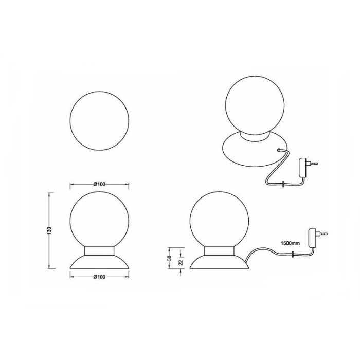 Mässing bordslampa modern, Nolan, 3W, 3000K LED, med brytare