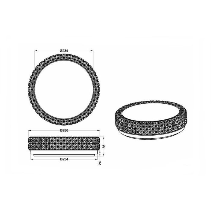 Vit plafond klassisk, Valentina, 12W, 3000K LED