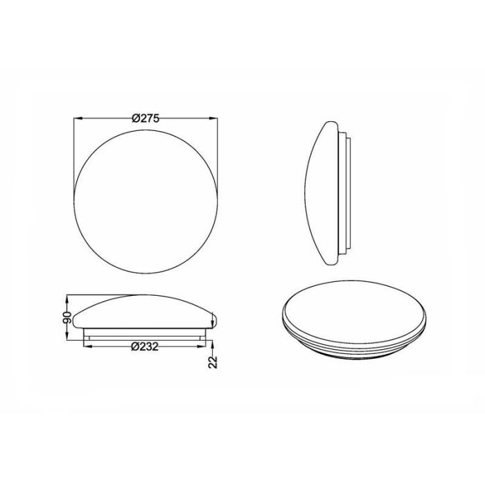 Vit plafond modern, Gimming, 12W, 4000K LED, IP44