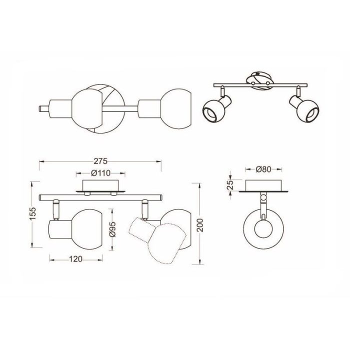 Nickel spotlight tak modern, Benita