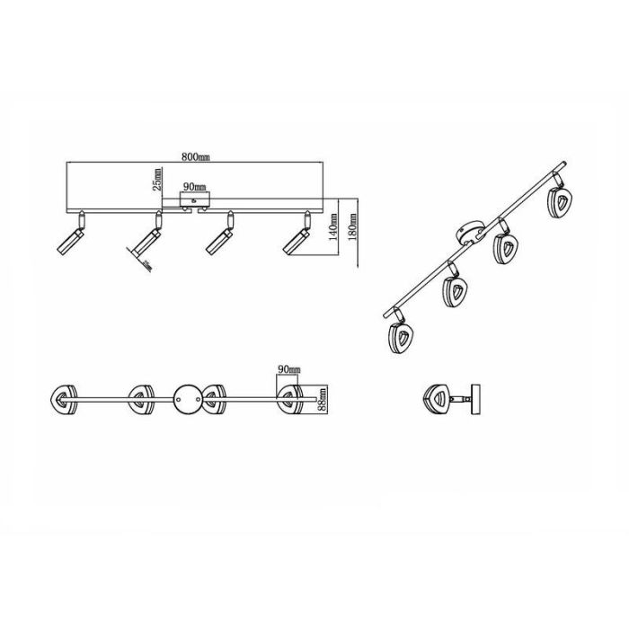 Krom vägglampa modern, Vayannah, 4,5W, 3000K LED