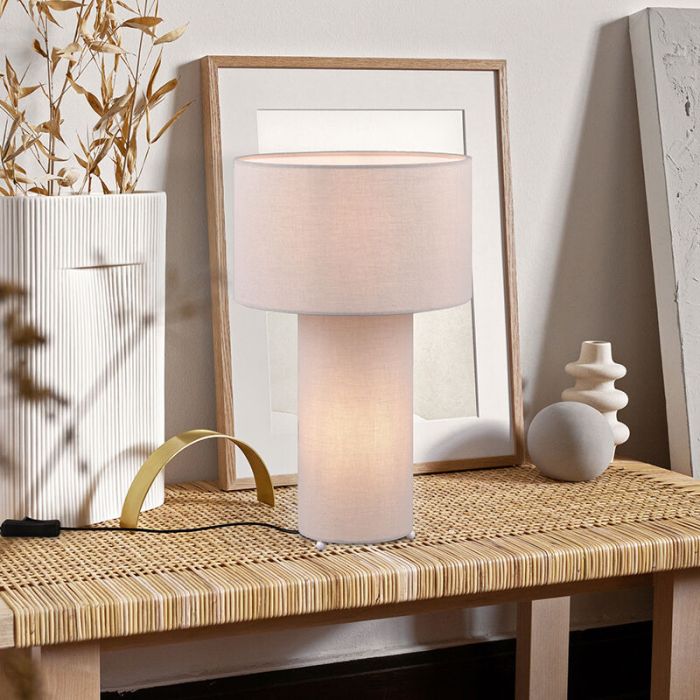 Grå bordslampa tyg, Denilson, med brytare